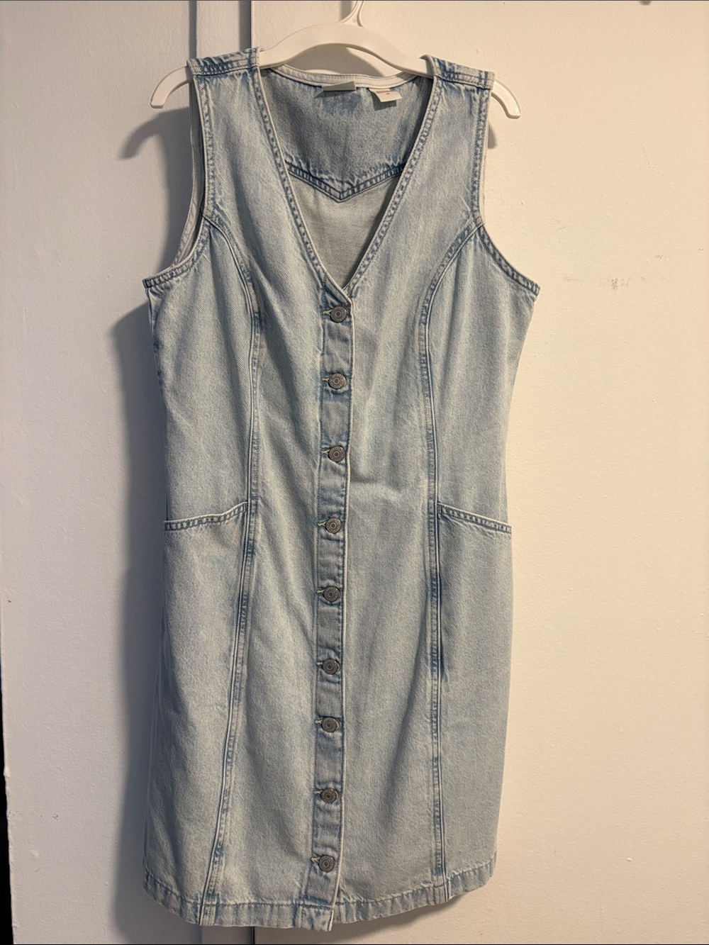 Levi's Light Blue Denim Button-Front Overall Dress